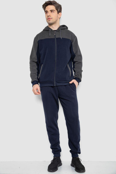 Спортивний костюм чоловічий на флісі, колір синьо-сірий, 244R9140 XXXL, 54, XXXL