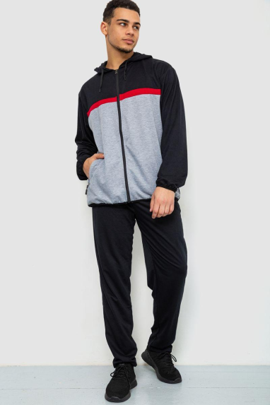 Спорт костюм чоловічий, колір чорно-сірий, 244R9133 XXXL, 54, XXXL