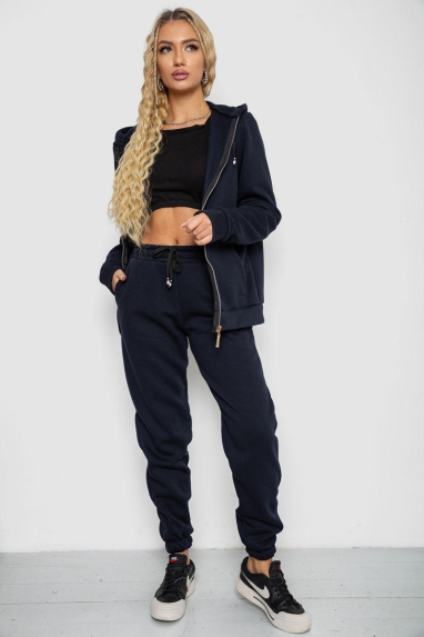 Спортивний костюм жіночий на флісі, колір темно-синій, 244R7777 XL, 50, XL