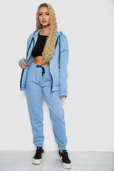 Спортивний костюм жіночий на флісі, колір блакитний, 244R7777 XL, 50, XL