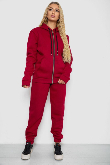 Спортивний костюм жіночий на флісі, колір бордовий, 244R7777 XL, 50, XL