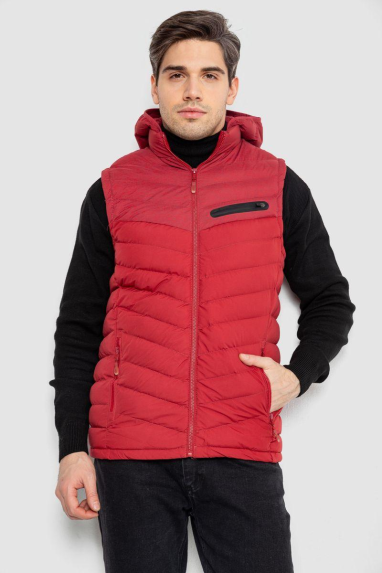 Жилетка чоловіча демісезонна, колір бордовий, 244R777 XXL, 52, XXL