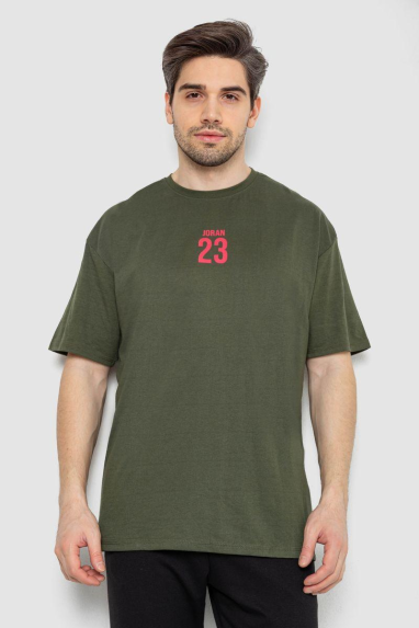 Футболка чоловіча з принтом, колір хакі, 244R7024 Ager, XXL, 52, XXL