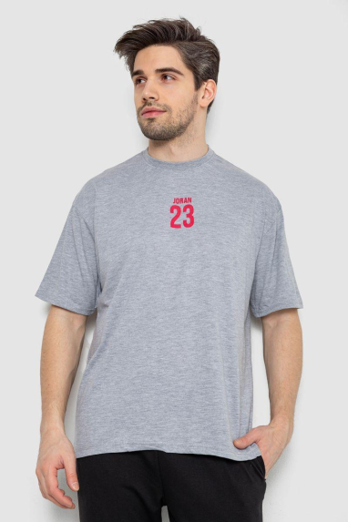 Футболка чоловіча з принтом, колір сірий, 244R7024 Ager, XXL, 52, XXL