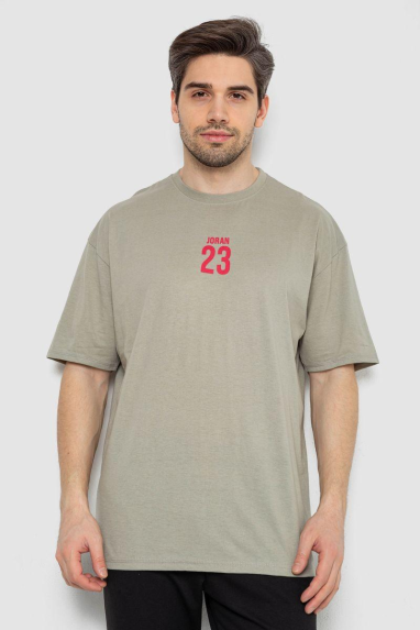 Футболка чоловіча з принтом, колір оливковий, 244R7024 Ager, XXL, 52, XXL