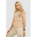 Жіноча футболка з принтом, колір бежевий, 241R128 XL, 50, XL