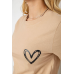 Жіноча футболка з принтом, колір бежевий, 241R128 XL, 50, XL