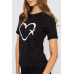 Жіноча футболка з принтом, колір чорний, 241R121 XL, 50, XL