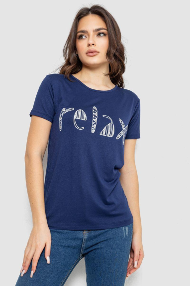 Футболка жіноча з принтом, колір синій, 244R610 XL, 50, XL