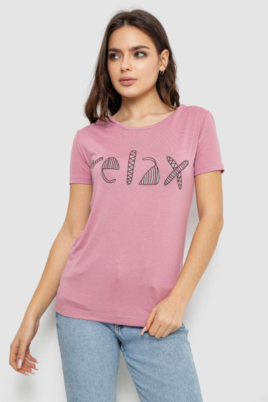Футболка жіноча з принтом, колір пудровий, 244R610 XL, 50, XL