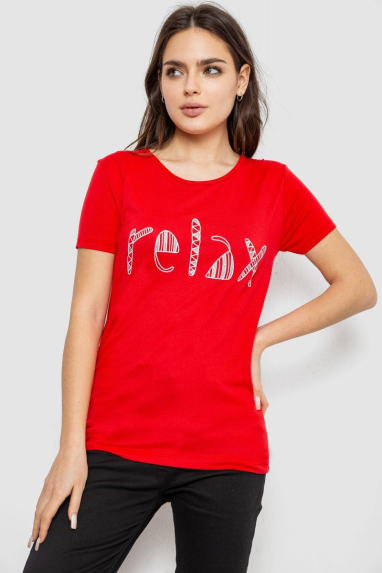 Футболка жіноча з принтом, колір червоний, 244R610 XL, 50, XL