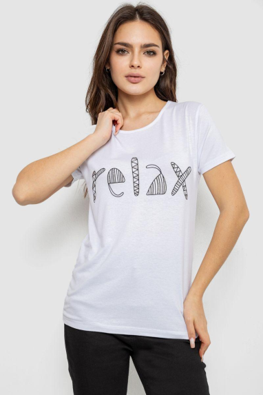 Футболка жіноча з принтом, колір білий, 244R610 XL, 50, XL