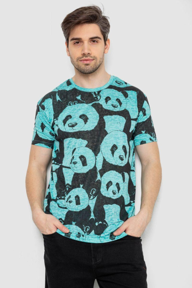 Футболка чоловіча з принтом, колір м“ятний, 244R6034 Ager, XXL, 52, XXL