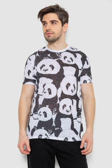 Футболка чоловіча з принтом, колір біло-чорний, 244R6034 Ager, XL, 50, XL