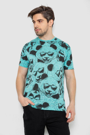 Футболка чоловіча з принтом, колір м“ятний, 244R6029 Ager, XL, 50, XL