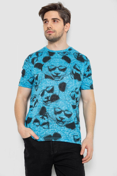 Футболка чоловіча з принтом, колір блакитний, 244R6029 Ager, XL, 50, XL