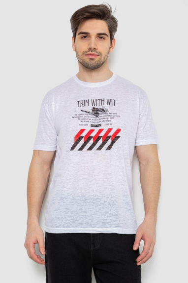 Футболка чоловіча з принтом, колір білий, 244R6020 Ager, M, 46, M