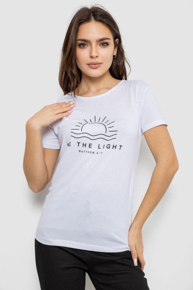Футболка жіноча з принтом, колір білий, 244R601 XL, 50, XL