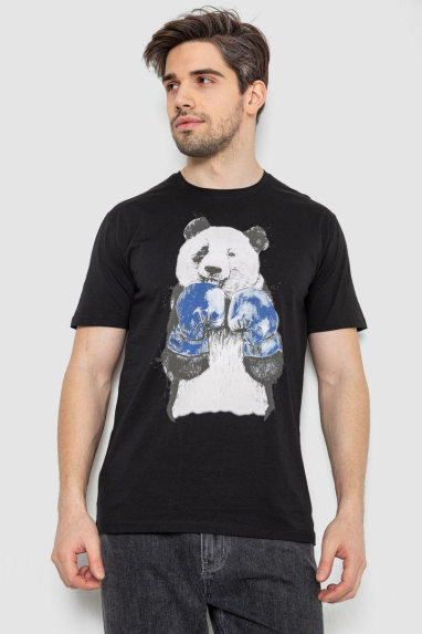 Футболка чоловіча з принтом, колір чорний, 244R5996 Ager, XXL, 52, XXL