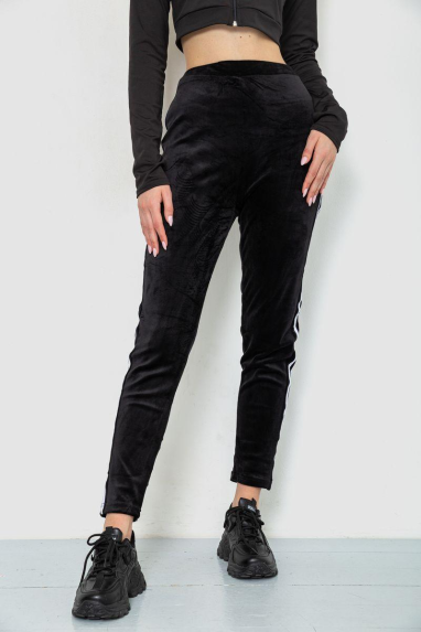 Спорт штани жіночі велюрові, колір чорний, 244R5576 XL, 50, XL