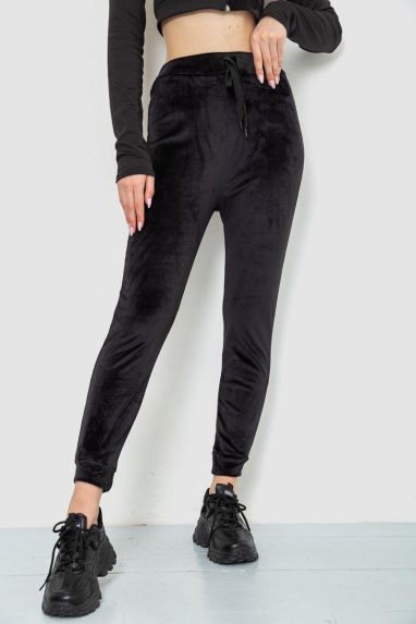 Спорт штани жіночі велюрові, колір чорний, 244R5571 XL, XL, XL