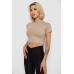 Футболка - топ жіноча в рубчик, колір бежевий, 238R58210 XXL, 52, XXL