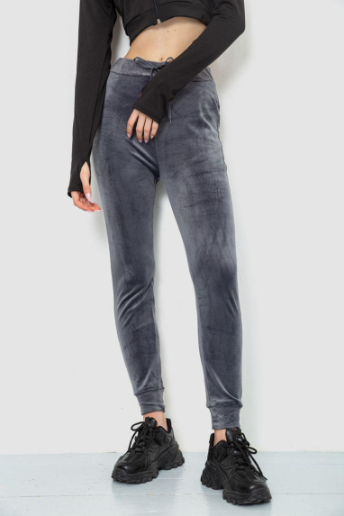 Спорт штани жіночі велюрові, колір сірий, 244R5571 XXL, XXL, XXL