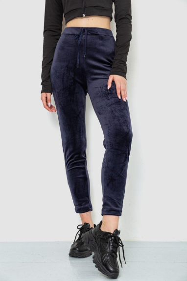 Спорт штани жіночі велюрові, колір темно-синій, 244R5569 XL, XL, XL