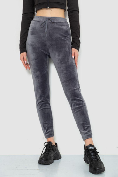 Спорт штани жіночі велюрові, колір сірий, 244R5569 XL, XL, XL