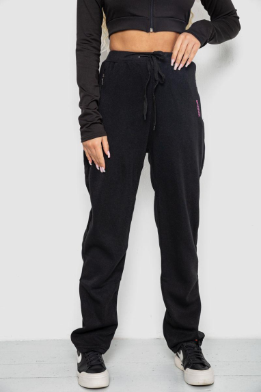 Спортивні штани жіночі на флісе, колір чорний, 244R5173 XXL, 52, XXL