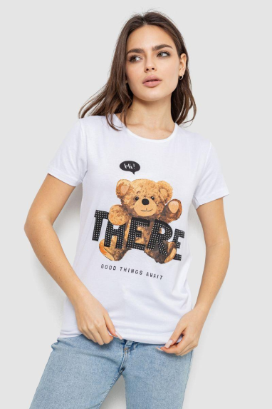Футболка жіноча з принтом, колір білий, 244R509 XL, 50, XL