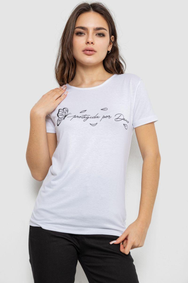 Футболка жіноча з принтом, колір білий, 244R508 XL, 50, XL