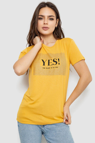 Футболка жіноча з принтом, колір жовтий, 244R507 XL, 50, XL