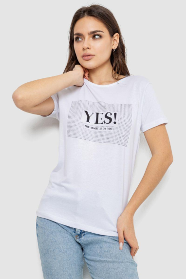 Футболка жіноча з принтом, колір білий, 244R507 XL, 50, XL