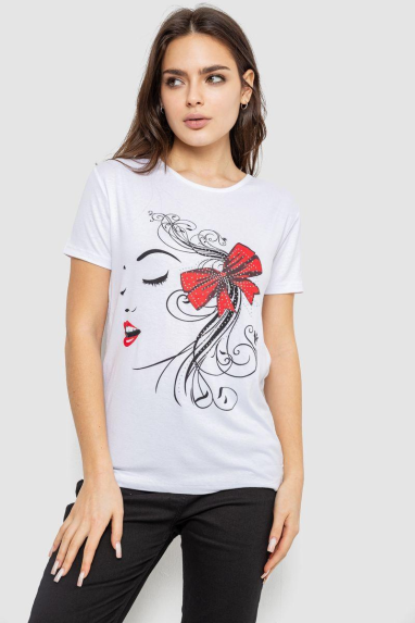Футболка жіноча з принтом, колір білий, 244R503 XL, 50, XL