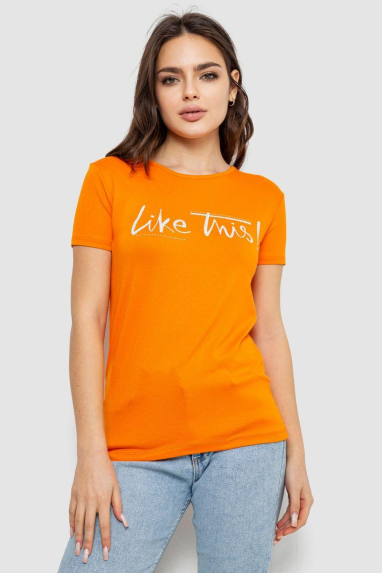 Футболка жіноча з принтом, колір помаранчевий, 244R501 XL, 50, XL