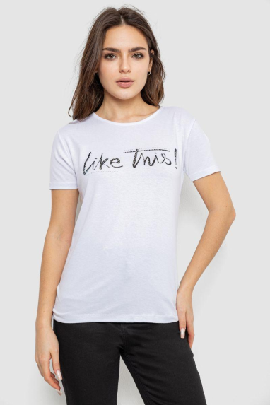 Футболка жіноча з принтом, колір білий, 244R501 XL, 50, XL