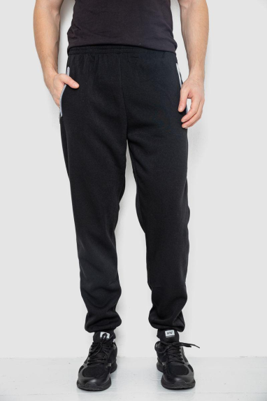 Спортивні штани чоловічі на флісі, колір чорний, 244R4643 XXXL, 54, XXXL