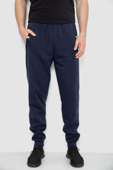 Спортивні штани чоловічі на флісі, колір темно-синій, 244R41299 XXL, 52, XXL