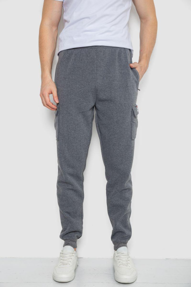 Спортивні штани чоловічі на флісі, колір сірий, 244R41207 XXXL, 54, XXXL