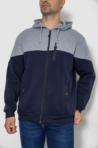 Кофта чоловіча на флісі, колір сіро-синій, 244R2563 XL, 50, XL