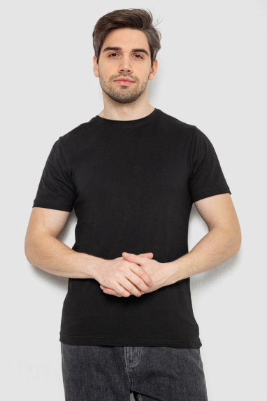 Футболка чоловіча однотонна базова, колір чорний, 244R2408 XXXL, 54, XXXL