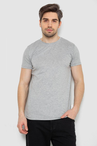 Футболка чоловіча однотонна базова, колір світло-сірий, 244R2408 XXL, 52, XXL