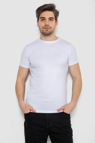 Футболка чоловіча однотонна базова, колір білий, 244R2408 XXL, 52, XXL