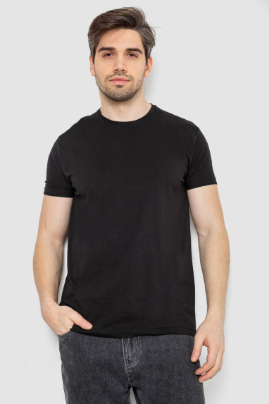Футболка чоловіча однотонна батал, колір чорний, 244R2406 Ager, 5XL, 58, 5XL