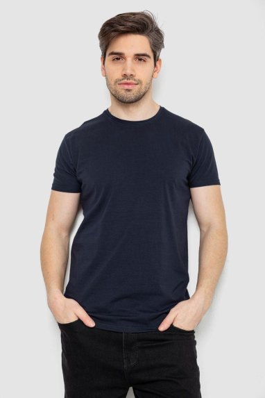 Футболка чоловіча однотонна базова, колір темно-синій, 244R2405 XXL, 52, XXL