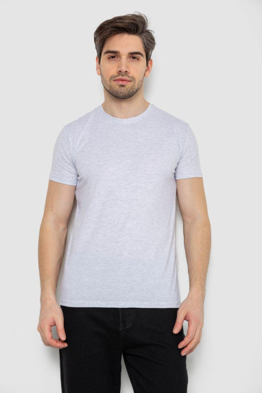 Футболка чоловіча однотонна базова, колір світло-сірий, 244R2405 XL, 50, XL