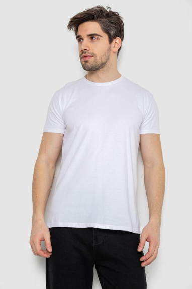Футболка чоловіча однотонна базова, колір білий, 244R2404 Ager, XXL, 52, XXL