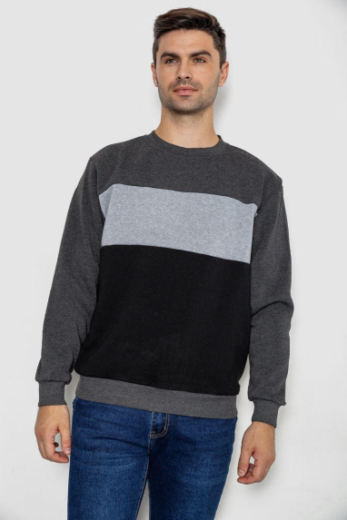 Батник чоловічий на флісі, колір темно-сірий, 244R2349 XL, 50, XL