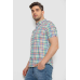 Сорочка чоловіча в клітку, колір блакитний, 214R842 XXL, 52, XXL